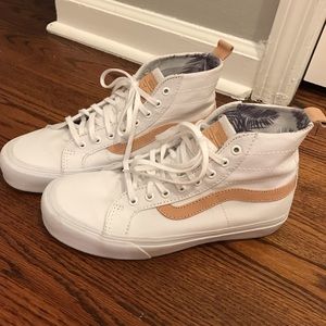 Vans x Leila- Mauve and White High Tops